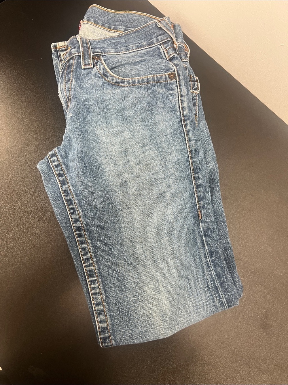 True Religion Medium Blue Denim Jeans with Signature Pocket - Picture 3 of 3